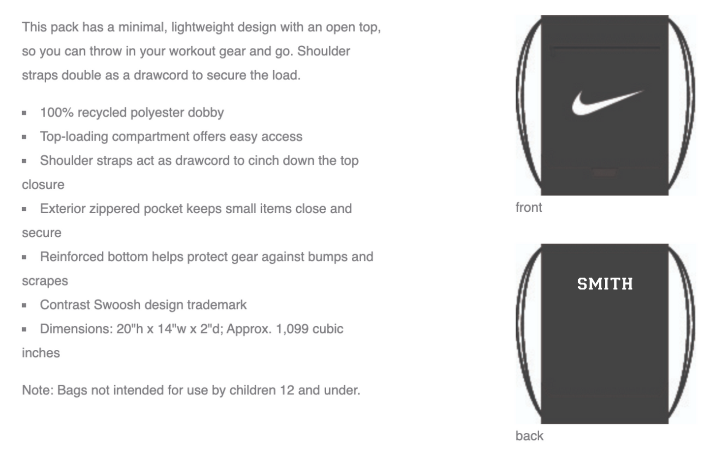 Nike Drawstring Bag - Personalized