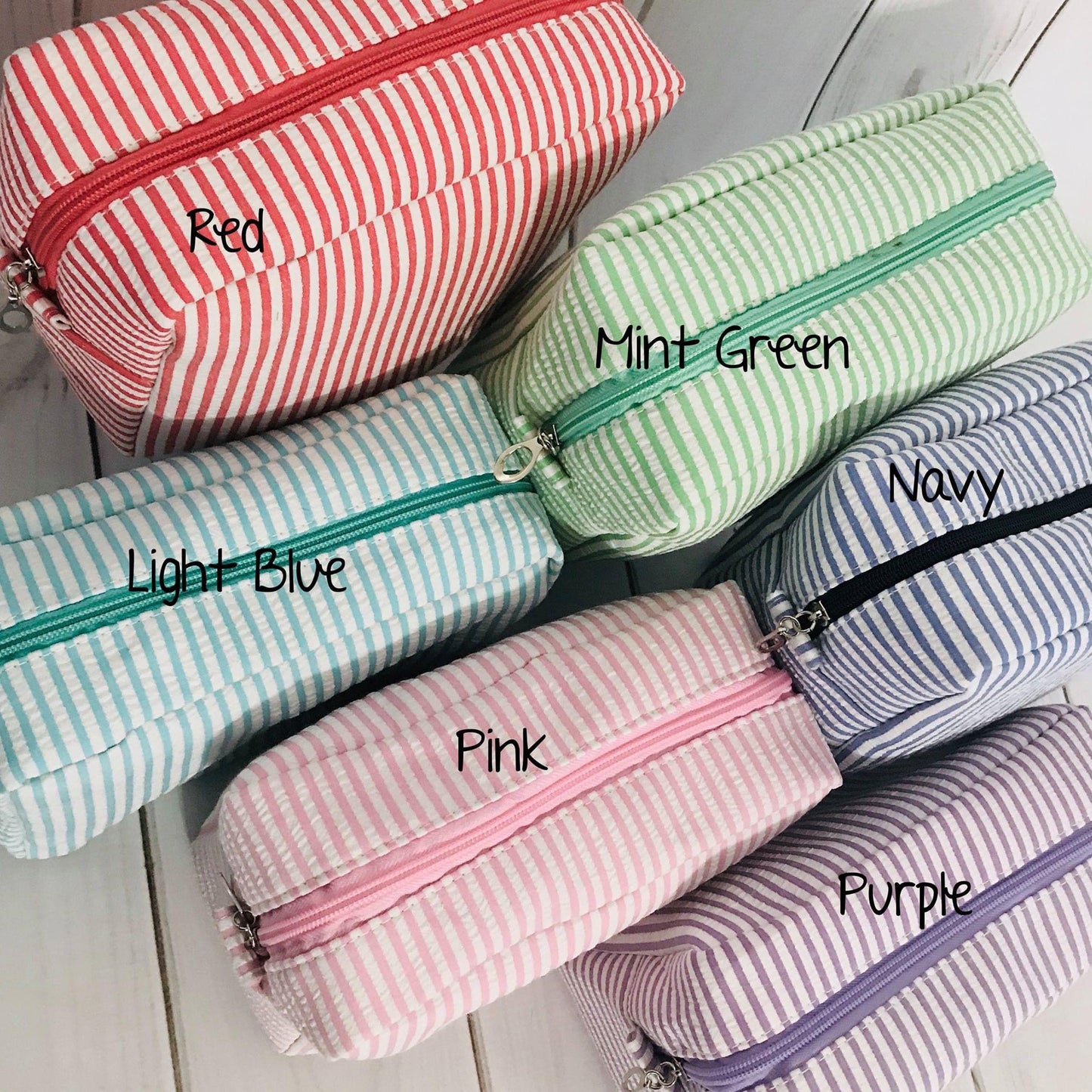 Monogram Seersucker Cosmetic Bags
