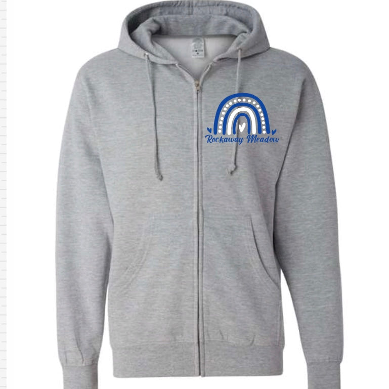 Rockaway Meadow Rainbow Zip Hoodie Grey