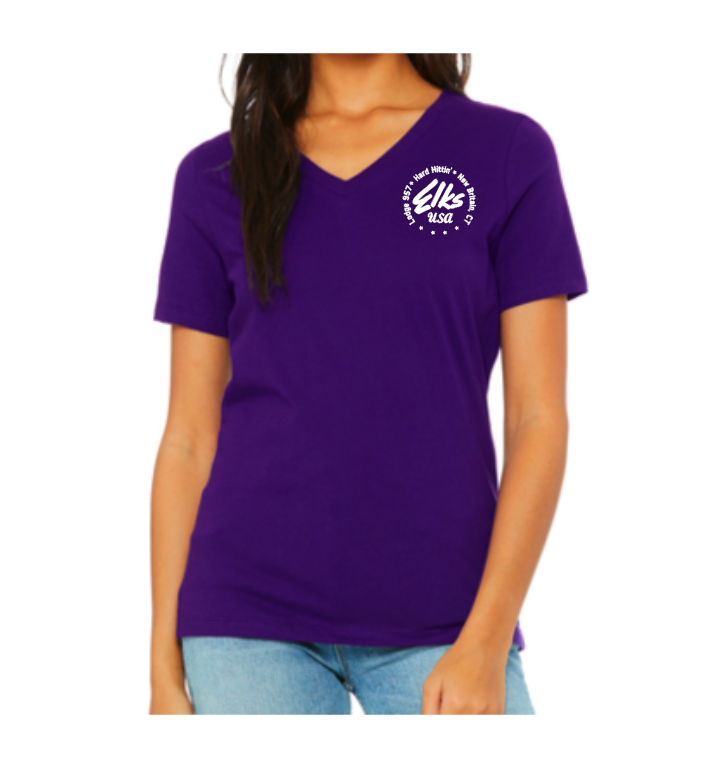Elks Hard Hittin' Ladies V-Neck T-Shirt - Purple