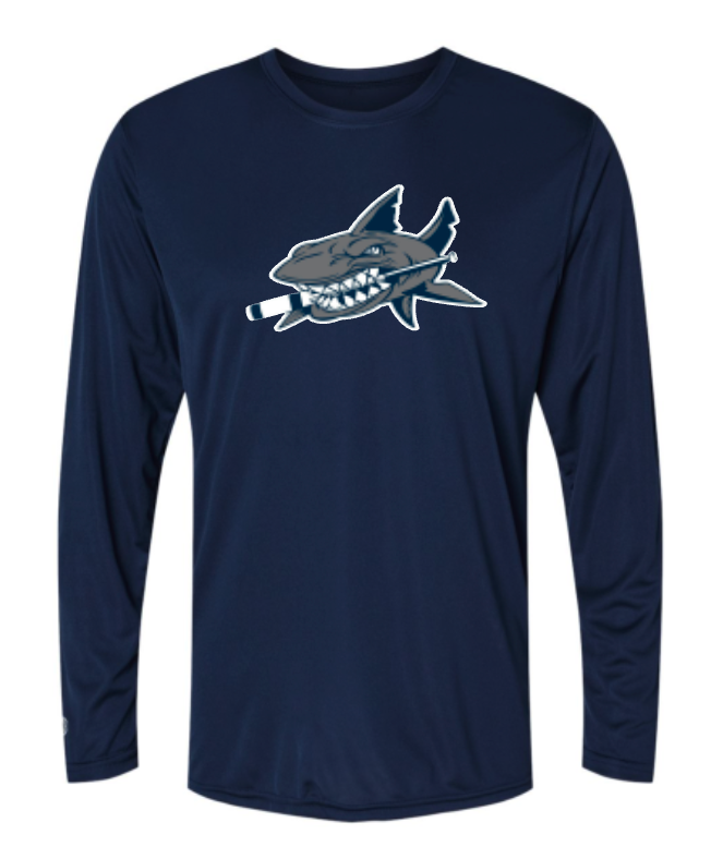 Long Island Sharks Logo Performance Long Sleeve Tee