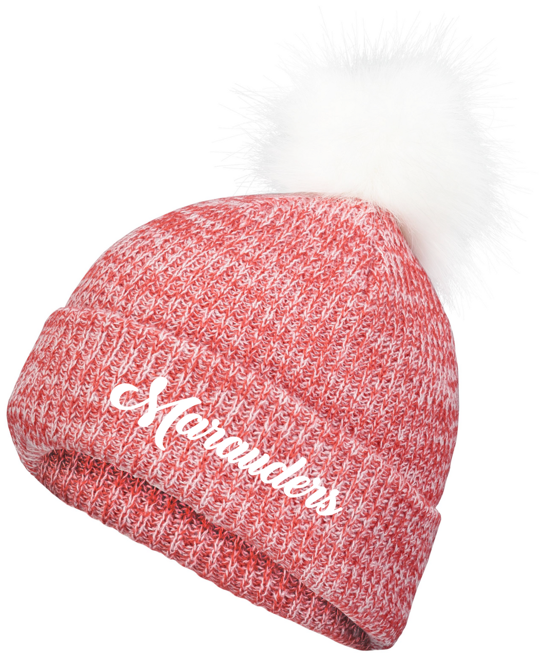 Winter Beanie Red with White Pom