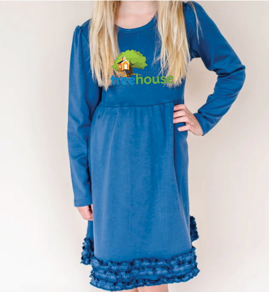 *NEW* Navy Blue Tree House Dress (Long Sleeves)