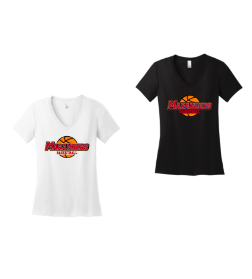 MOHS Basketball Marauders Ladies V-Neck Tee