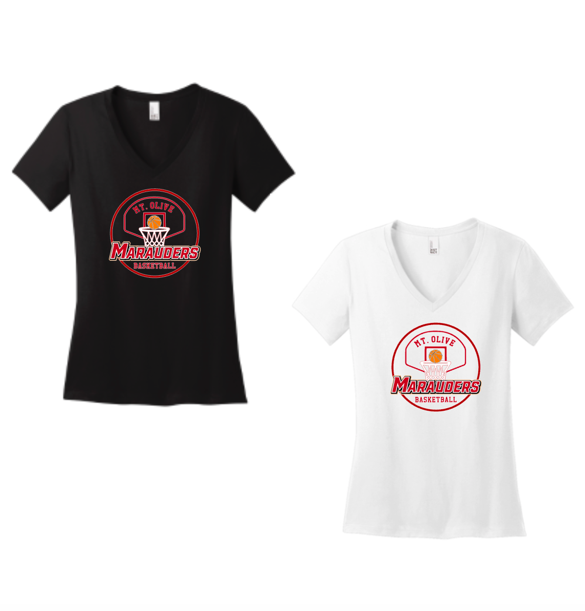 MOHS Basketball Backboard Ladies V-Neck Tee
