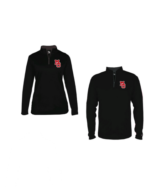 Black 1/4 Zip Long Sleeve Performance Unisex & Ladies