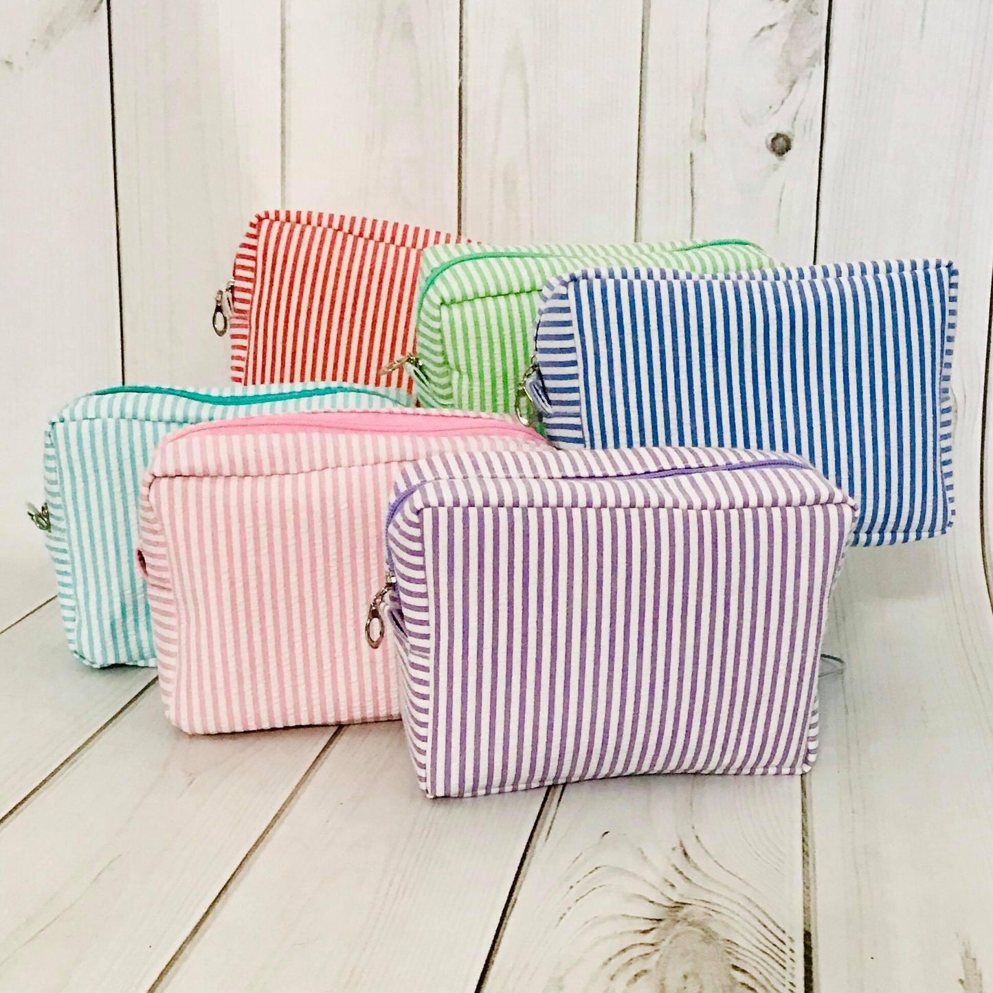 Monogram Seersucker Cosmetic Bags