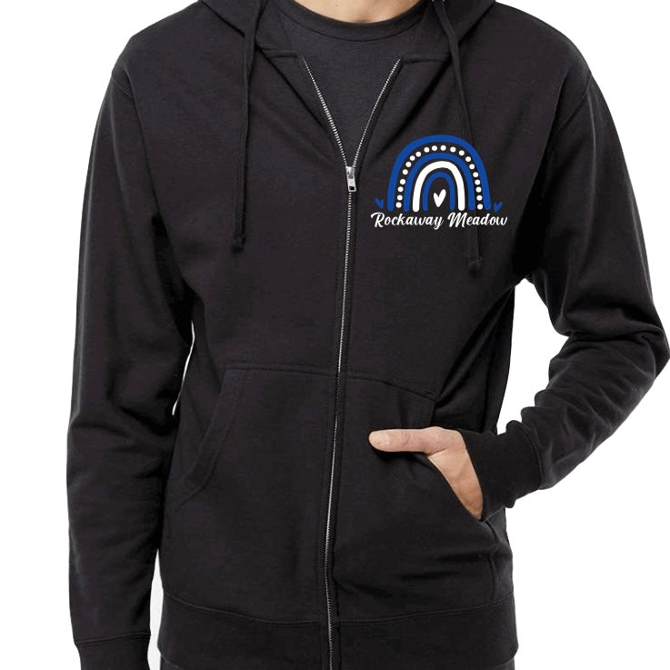 Rockaway Meadow Rainbow Zip Hoodie Black